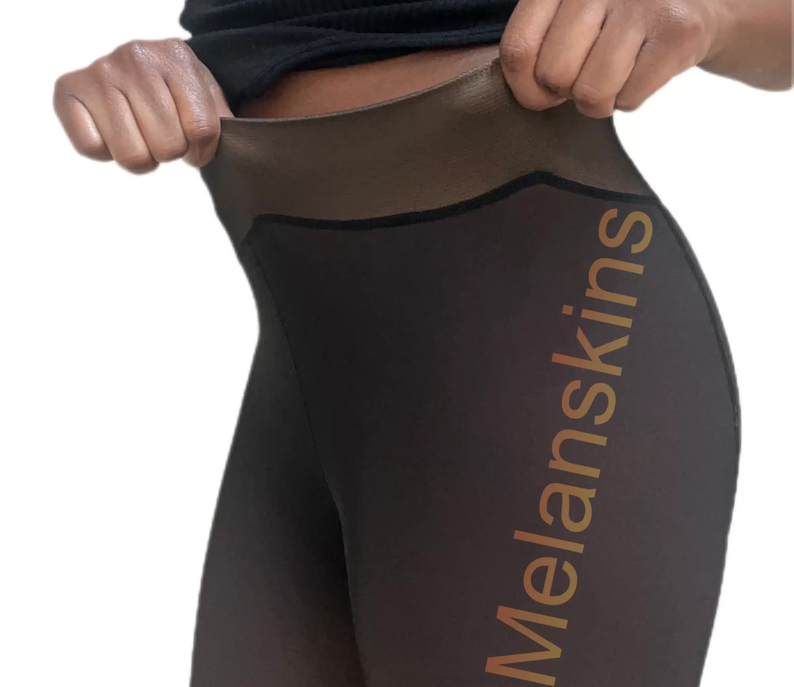 Showing you the stretch Espresso tights by Melanskins.com scaled